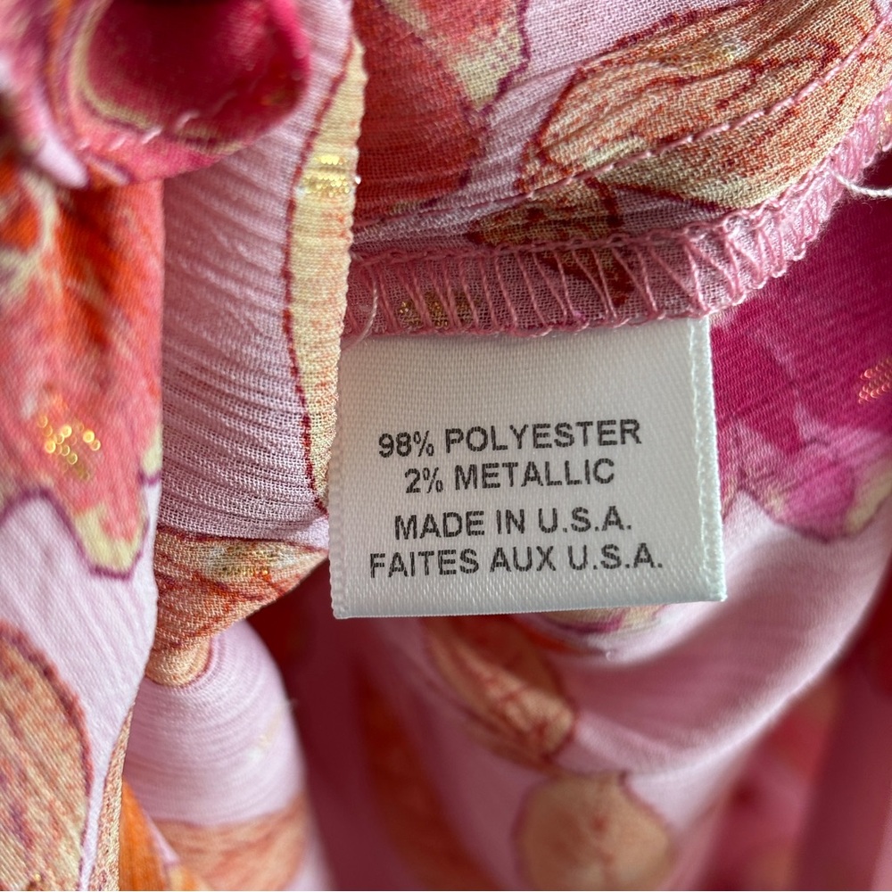 MISA Los Angeles Dominique pink Floral Chiffon Split-Neck Mini Dress size Medium - Picture 12 of 12
